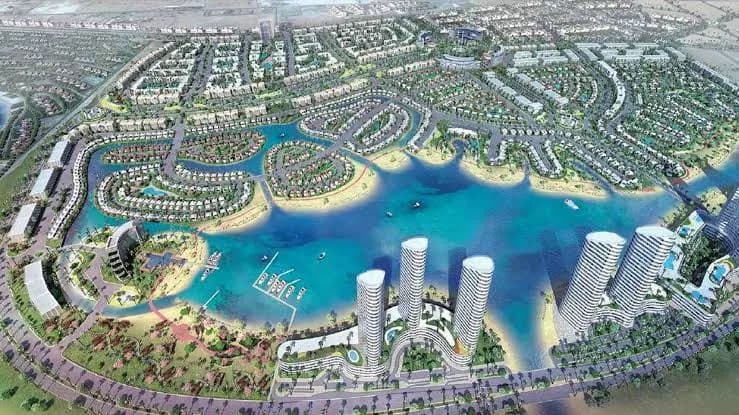 Mazarine New Alamein by City Edge featuring luxury waterfront villas, elegant apartments, and crystal lagoon views